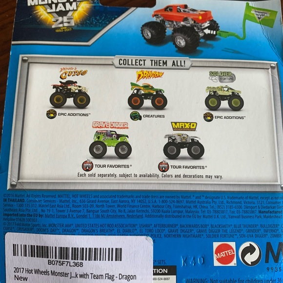 NIP 2016 Hot Wheels Monster Jam Dragon Creatures With Team Flag 1/64 Sca… - Picture 3 of 3